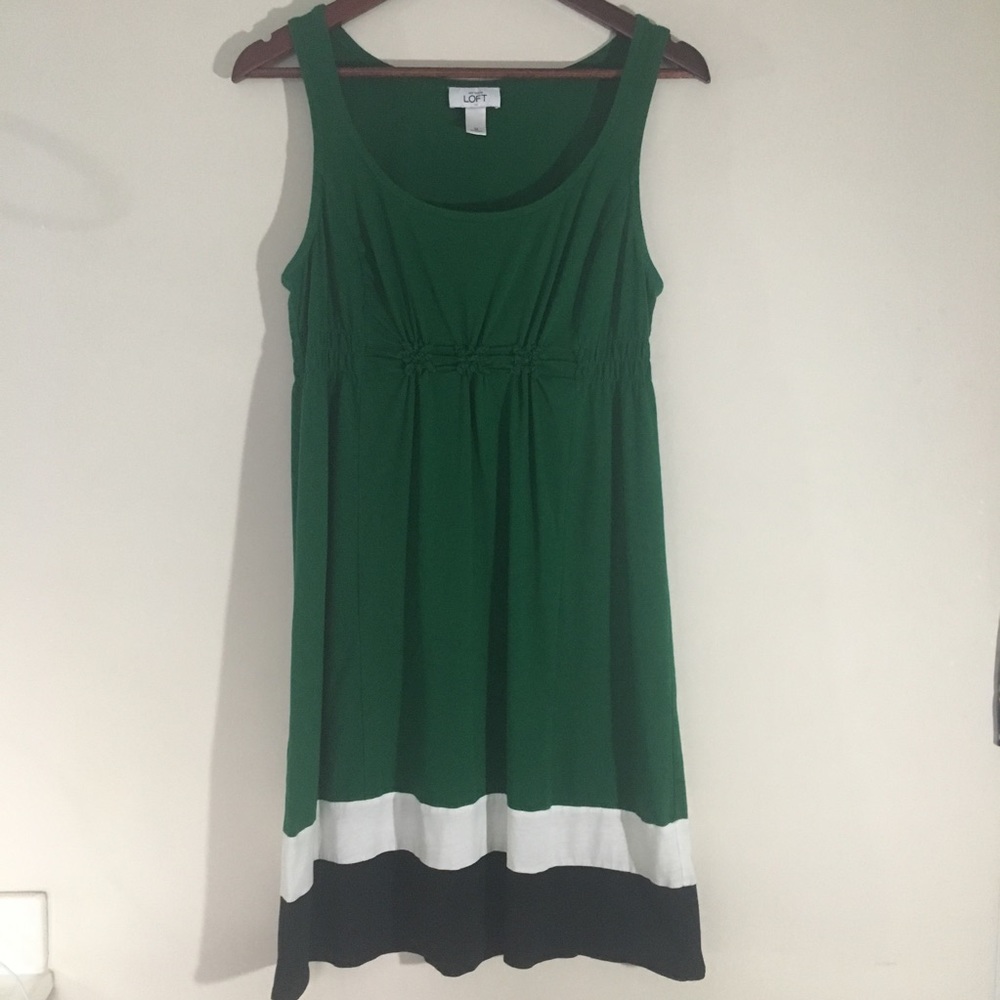 Loft Tank Dress Black and White Trim sz M